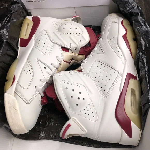 Air Jordan 6 Retro Off White & Maroon Mens Size 11 Basketball Shoes 2015 - Picture 3 of 7